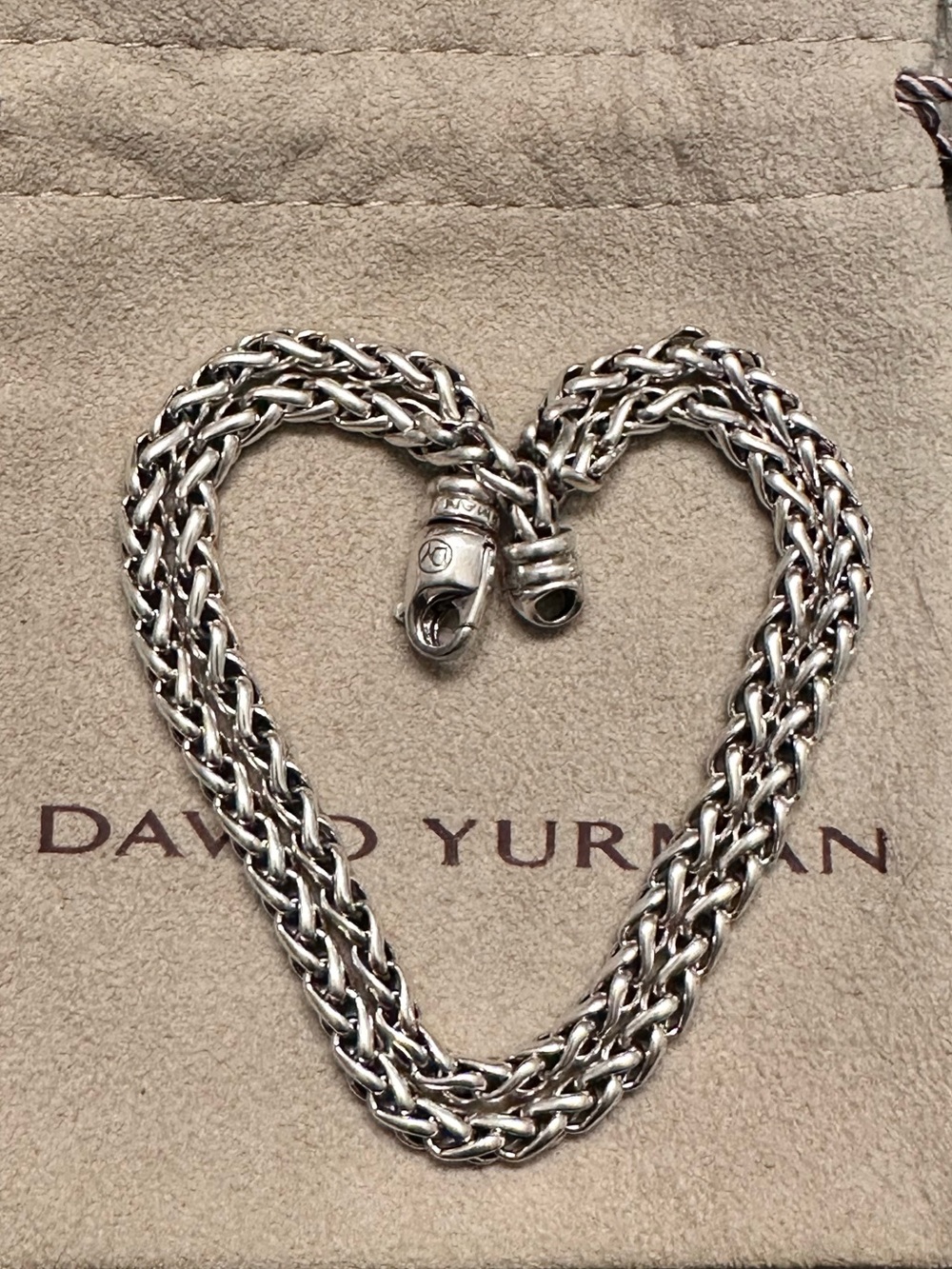 David Yurman Sterling Silver Wheat Chain Necklace 16.5” Lobster Clasp Authentic